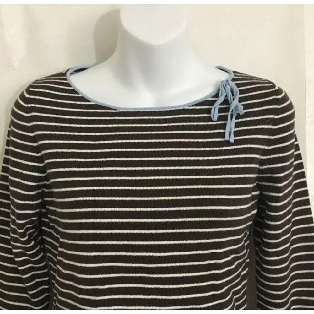 LOFT Women's Sweater Sz S Striped Brown,‎ White, Blue - Picture 4 of 9